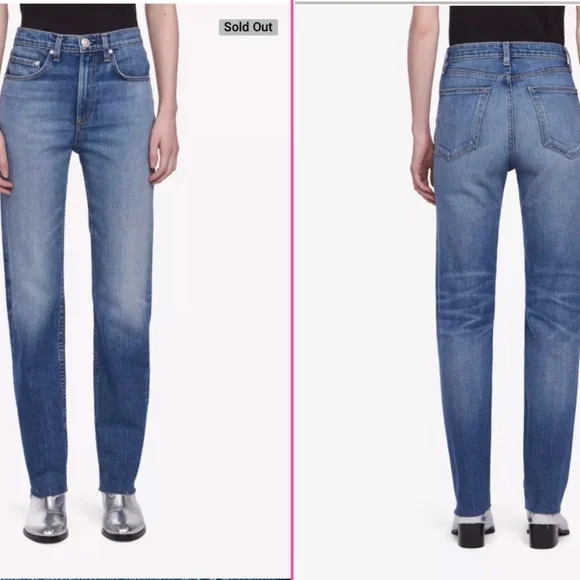 Rag & Bone Straight Leg High Rise Jeans in Rovers Medium Wash Stretch size 25 - Picture 3 of 15